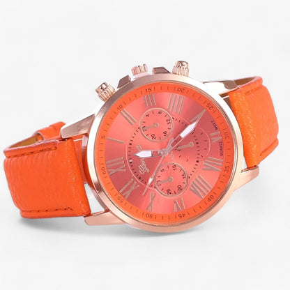Luxe Waterdicht Dameshorloge met Leren Band – Camille