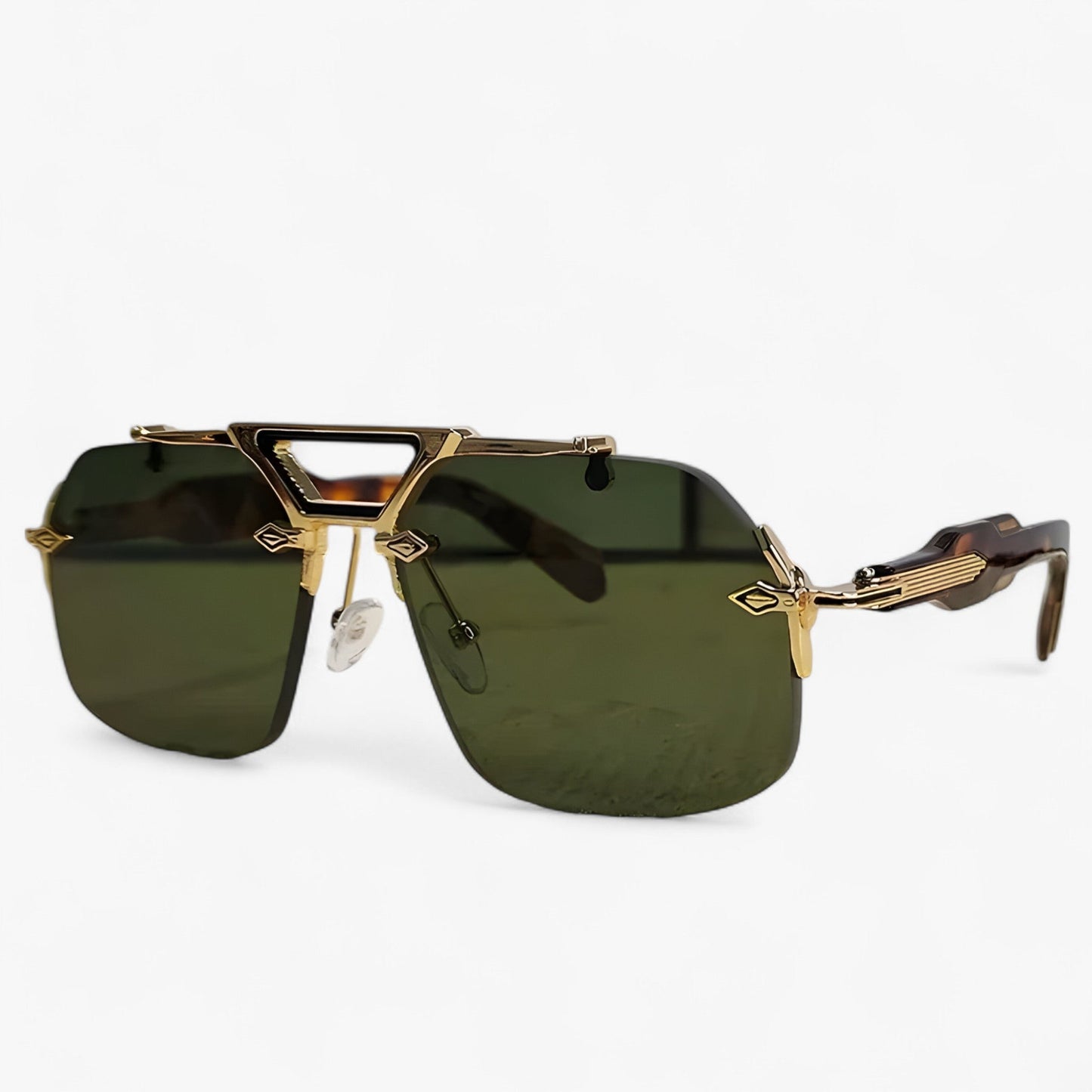 Randloze Oversized Zonnebril met Metalen Accenten – Vexor