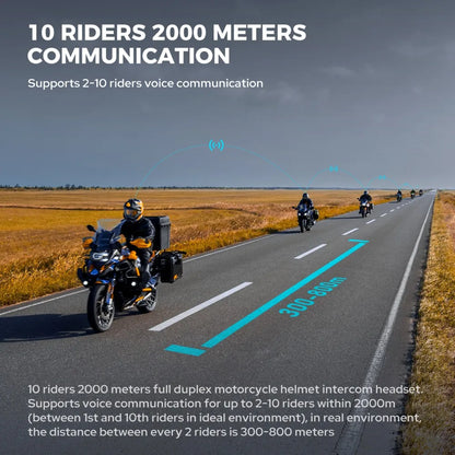 Bluetooth Motorfiets Intercom 10 Rijders & IP67 Waterdicht – RideSync