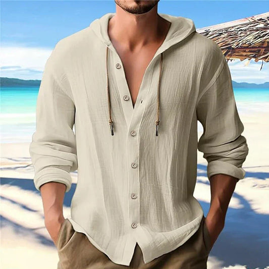 Ademend & Licht Linnen Heren Shirt met Capuchon – Malik