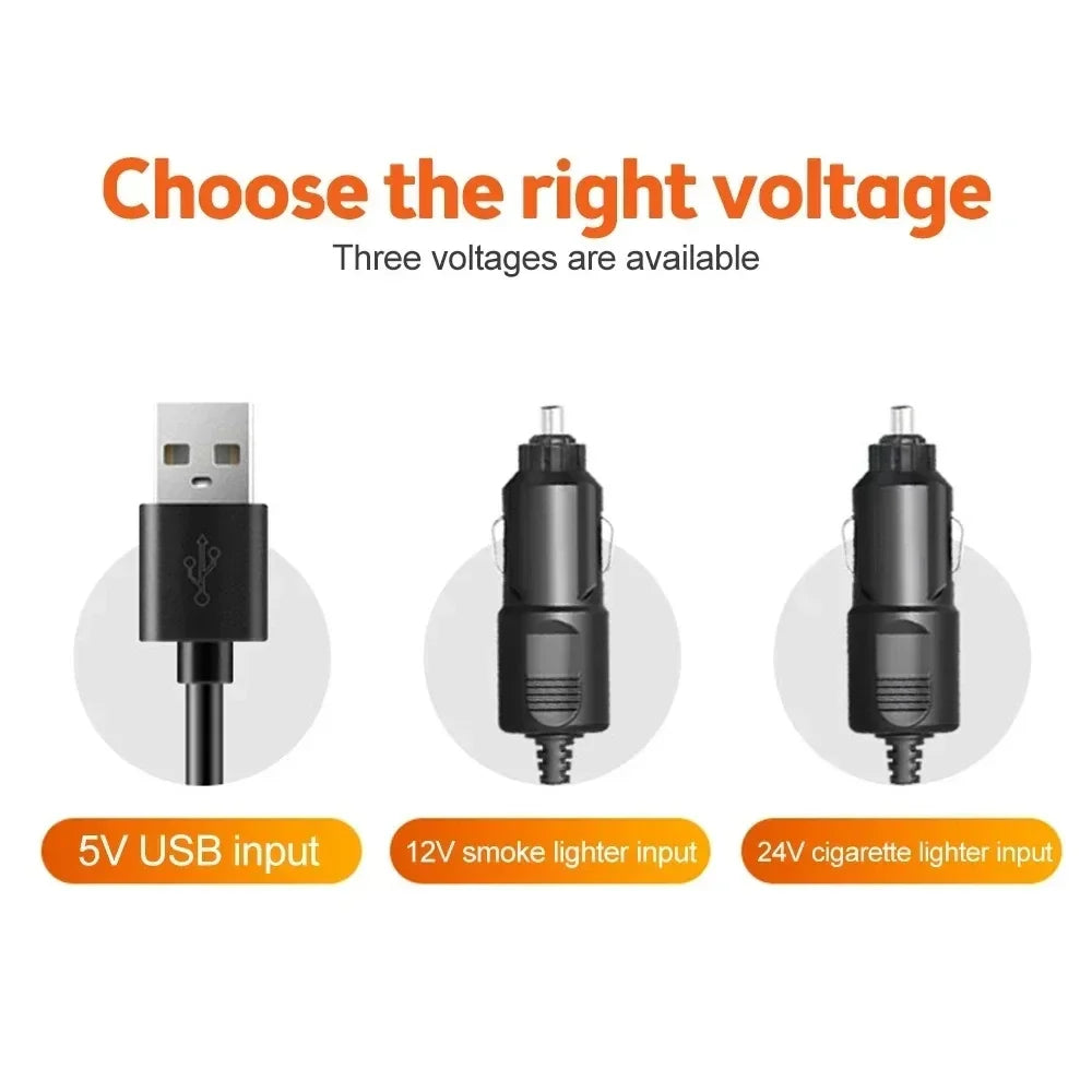 360° Verstelbare 3-Kop Auto Ventilator USB/12V/24V – AirFlow
