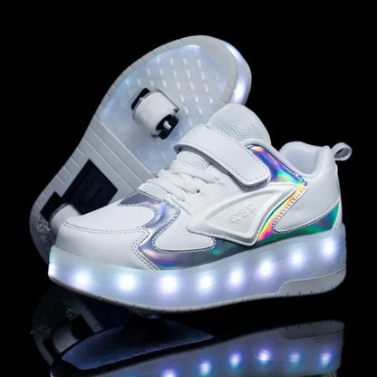 Rollschaatsen voor kinderen met LED-verlichting en afneembare wielen.