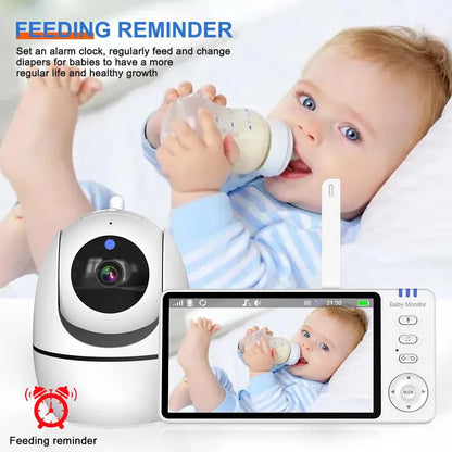 5-Inch HD Video Baby Monitor met Camera, PTZ Zoom en Nachtzicht