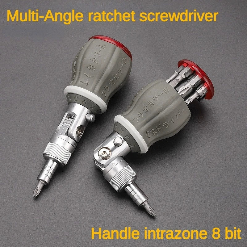 8-in-1 Multifunctionele Ratelschroevendraaier met Verstelbare Hoek – FlexiGrip