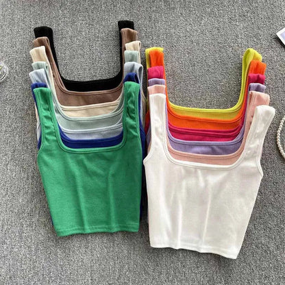 Rugloze Cropped Tanktop in Effen Kleur – Zayra