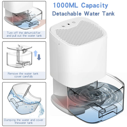 1000 ml Draagbare 2-in-1 Luchtontvochtiger met Luchtfilter & Nachtlampje – Aveline