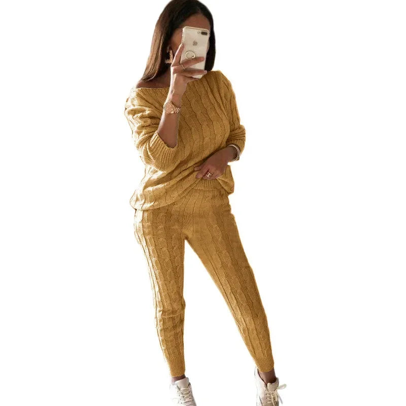 Tweedelig Dames Tricot Trainingspak voor Herfst & Winter – Isaline