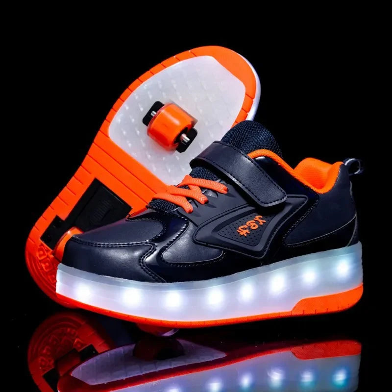 Rollschaatsen voor kinderen met LED-verlichting en afneembare wielen.