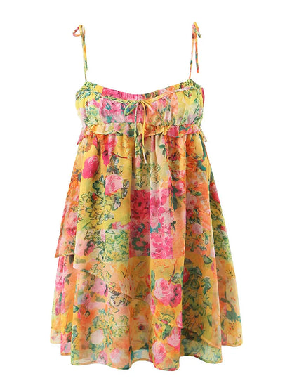 Rugloze boho mini jurk met bloemenprint – Juliette