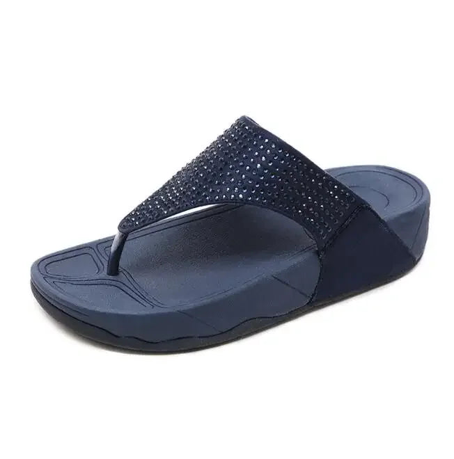 Comfortabele dames platform slippers met strass – Geneva