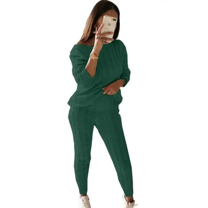 Tweedelig Dames Tricot Trainingspak voor Herfst & Winter – Isaline