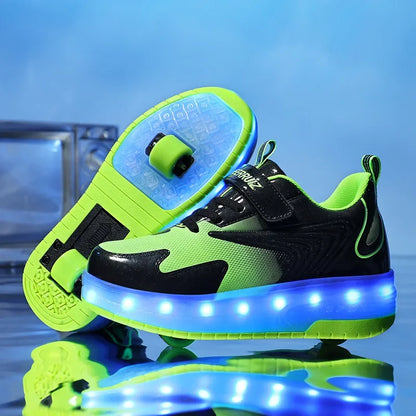 Rollschaatsen voor kinderen met LED-verlichting en afneembare wielen.
