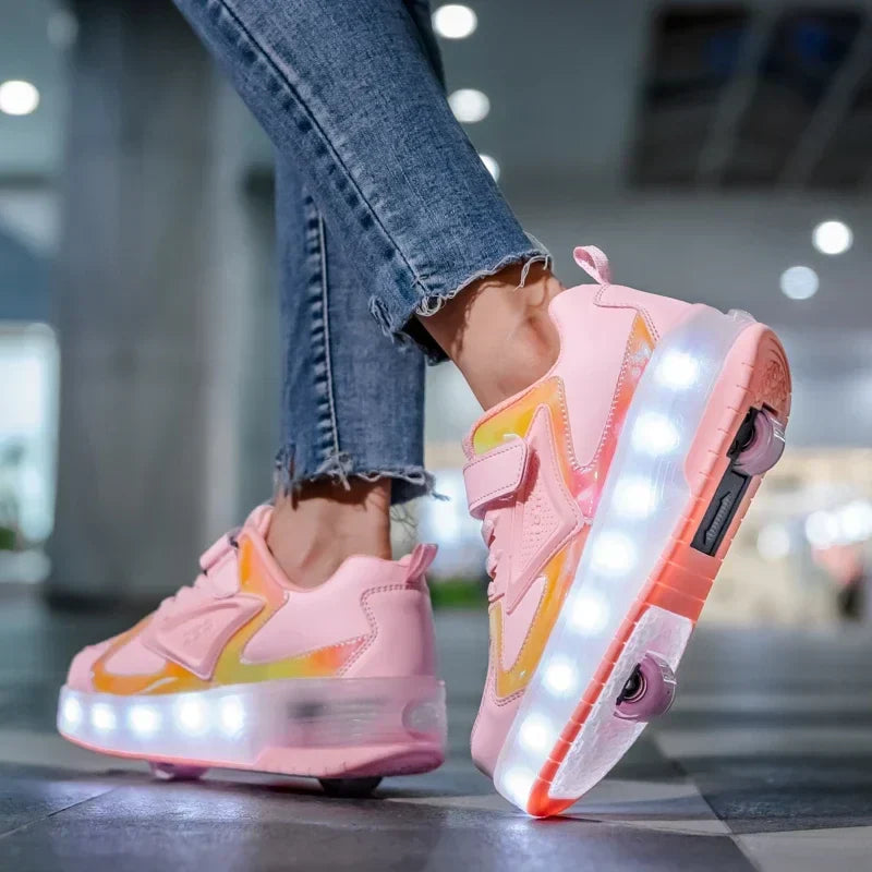 Rollschaatsen voor kinderen met LED-verlichting en afneembare wielen.
