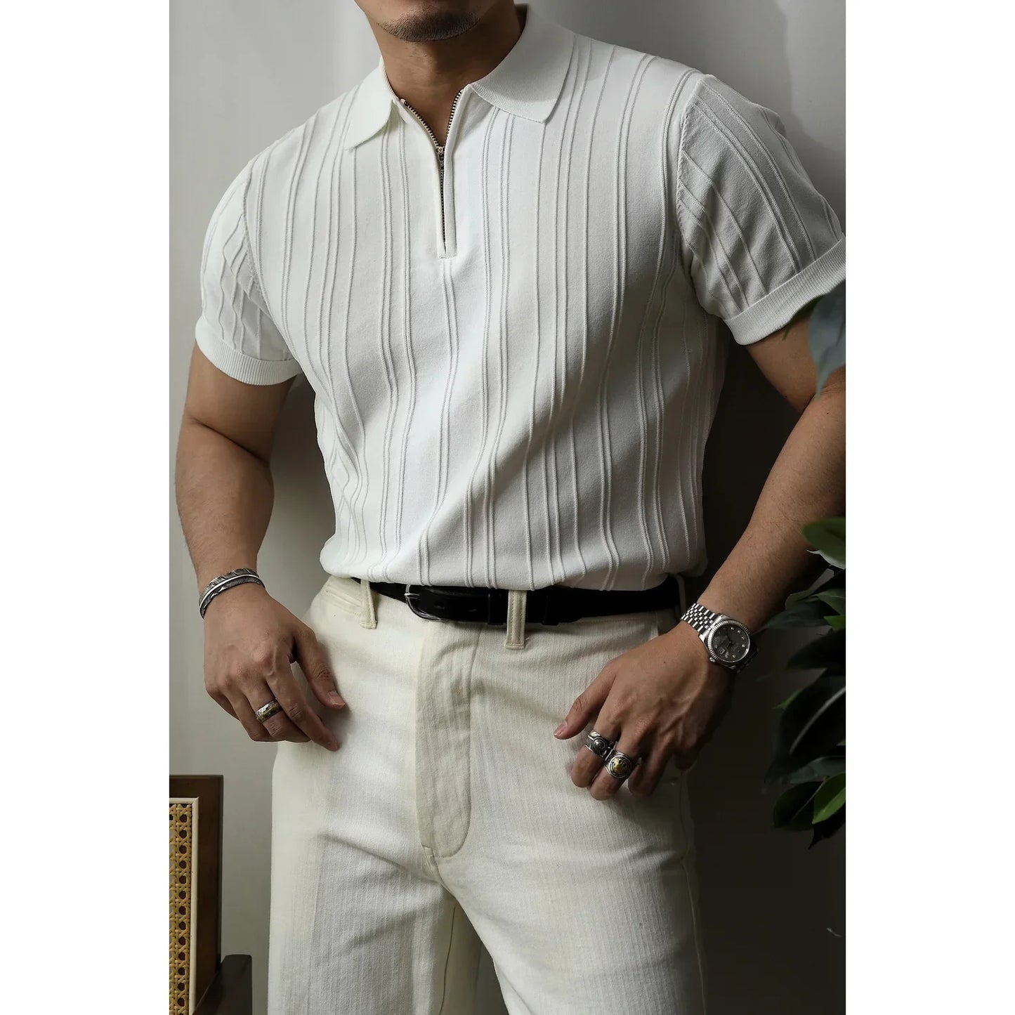 Slim Fit Heren Polo met rits – Fabrizio