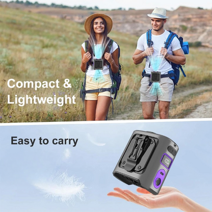 8000mAh Draagbare Koelende Heupventilator met Powerbank & LED Licht – FrostBreeze