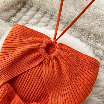 Trendy Rugloze Gebreide Maxi Jurk met Zijsplit– Liora
