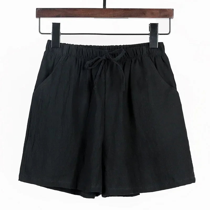 Luchtige Linnen Damesshorts met Hoge Taille en Sportieve Pasvorm – Fenja