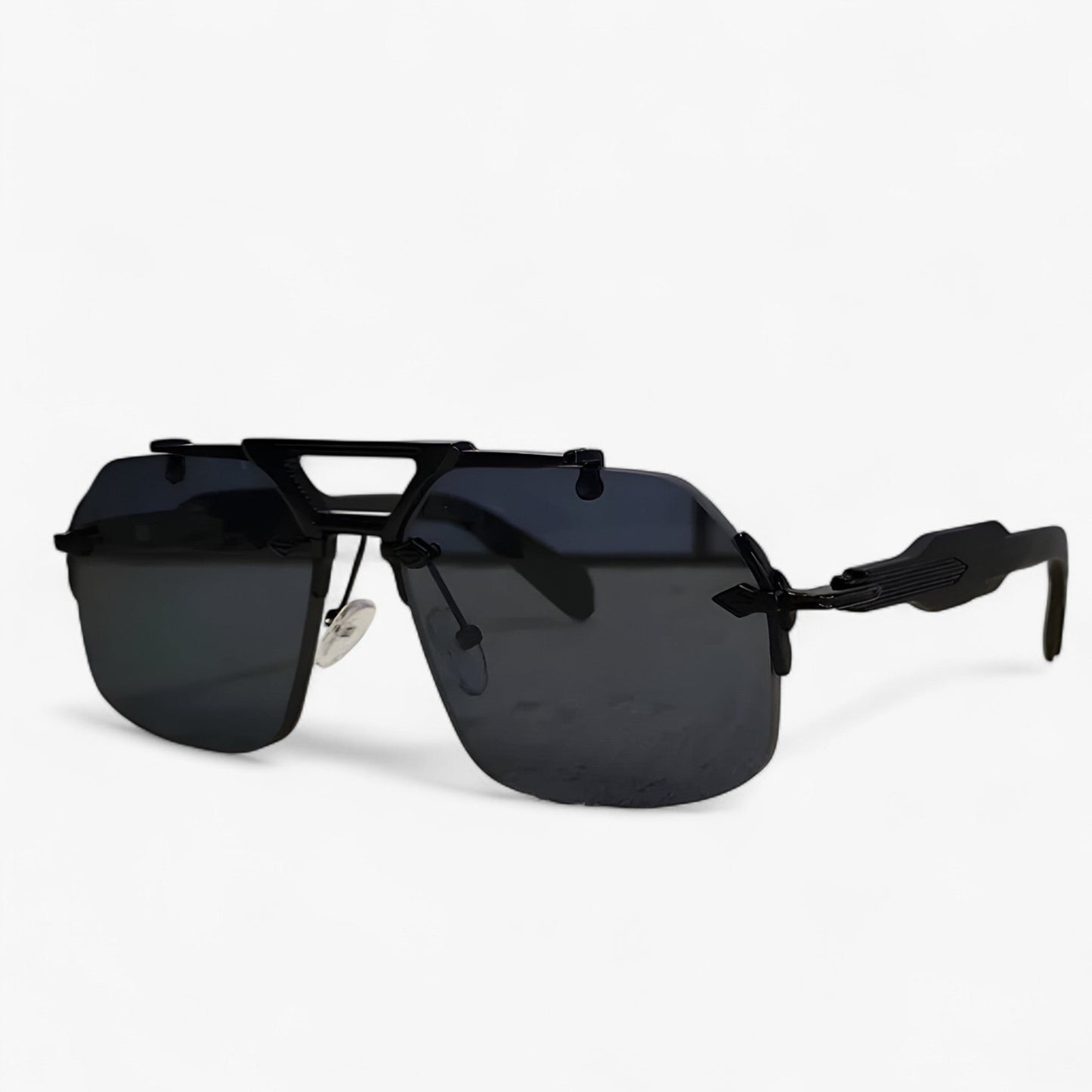 Randloze Oversized Zonnebril met Metalen Accenten – Vexor