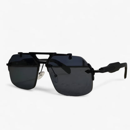 Randloze Oversized Zonnebril met Metalen Accenten – Vexor