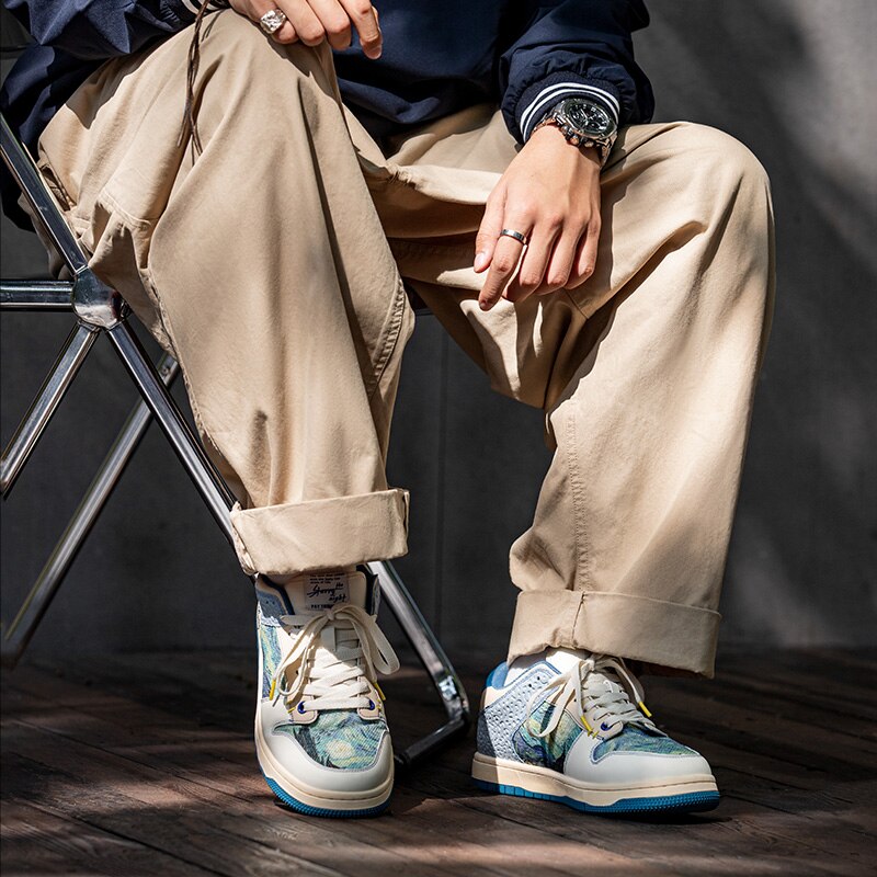 Artistieke uniseks sneakers met sterrennacht-design en comfortabele zool - Lior