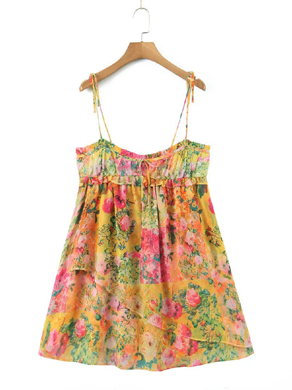 Rugloze boho mini jurk met bloemenprint – Juliette