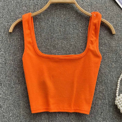 Rugloze Cropped Tanktop in Effen Kleur – Zayra