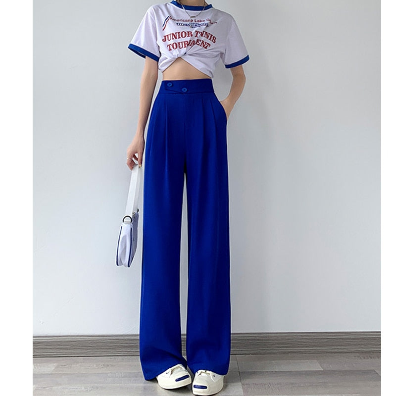 Casual Hoge Taille Damesbroek met Wijde Pijpen - Emilia