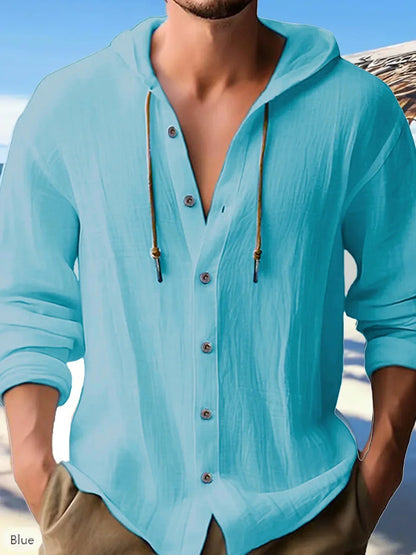 Ademend & Licht Linnen Heren Shirt met Capuchon – Malik