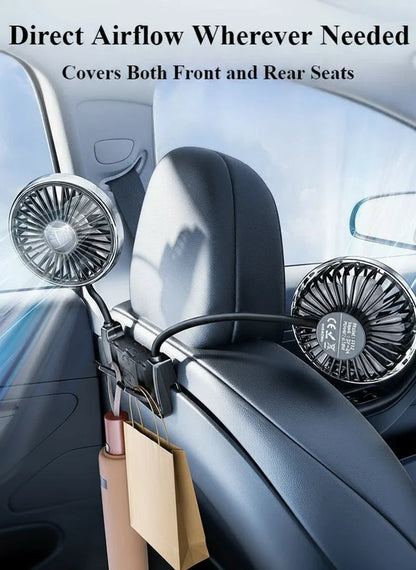 Dual-head achterbankventilator – Eary – USB-C oplaadbaar