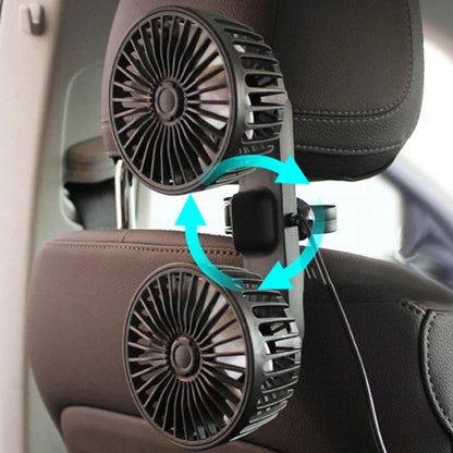 Draagbare USB Dubbelkop Autoventilator 360° Draaibaar met 3 Snelheden – CoolBreeze