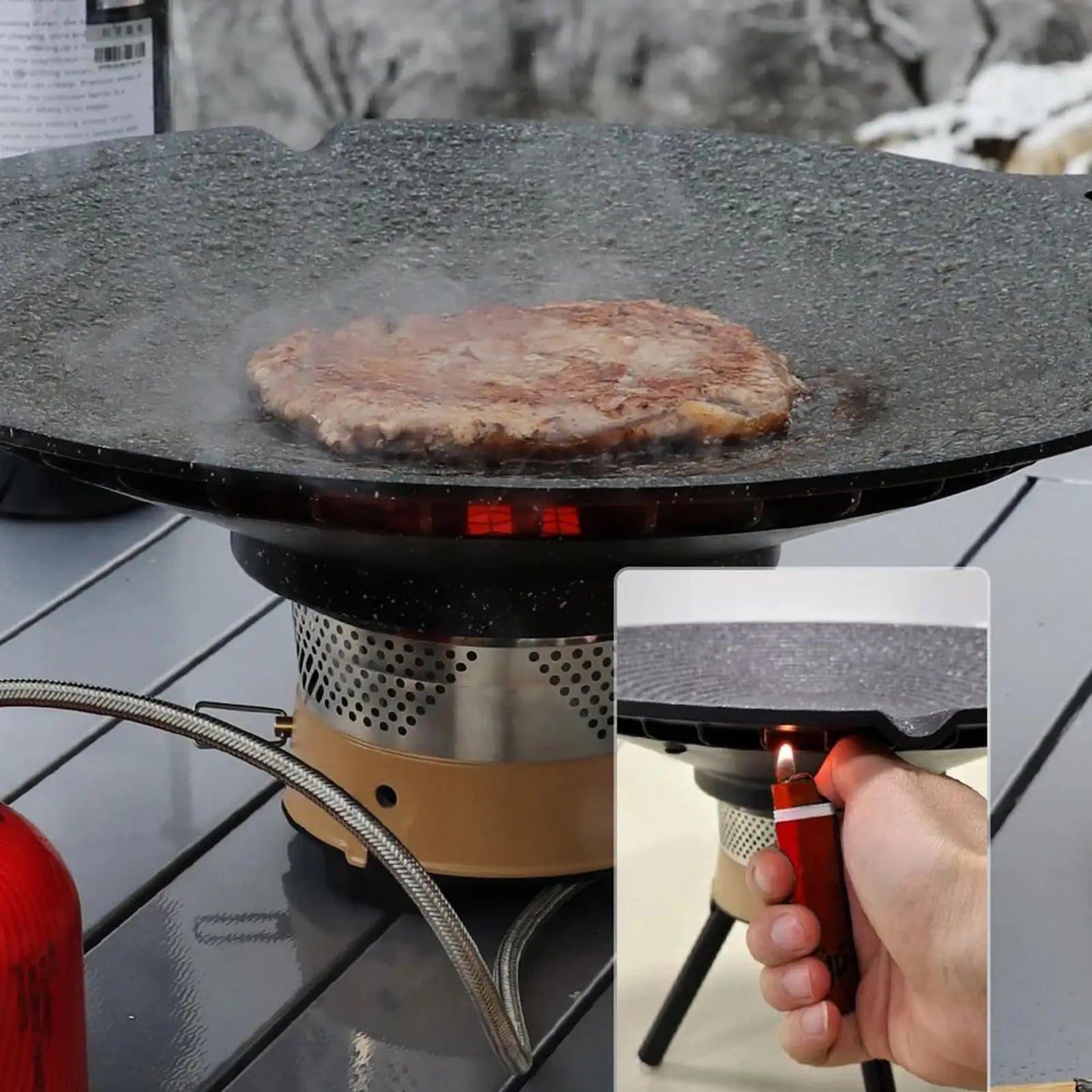 Draagbare Aluminium Grillpan met Handvatten voor Kamperen & BBQ – Arlo
