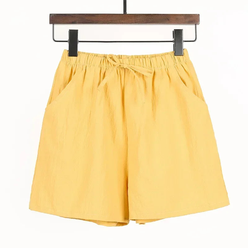 Luchtige Linnen Damesshorts met Hoge Taille en Sportieve Pasvorm – Fenja