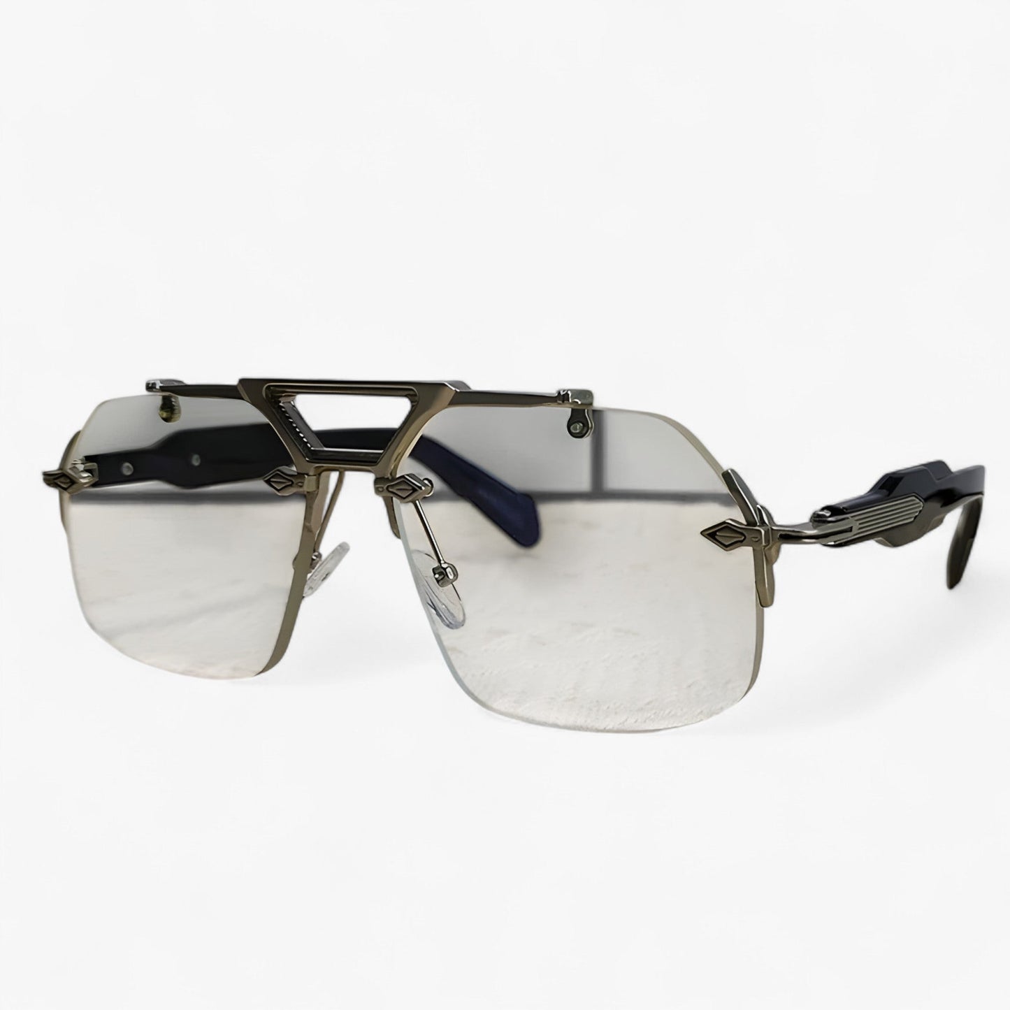 Randloze Oversized Zonnebril met Metalen Accenten – Vexor