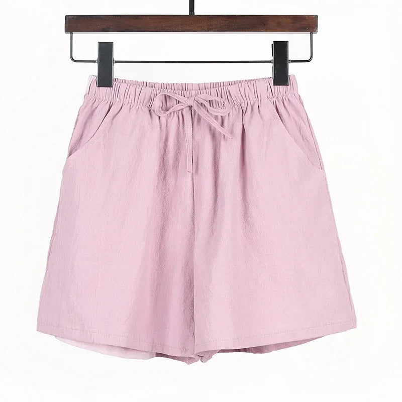 Luchtige Linnen Damesshorts met Hoge Taille en Sportieve Pasvorm – Fenja