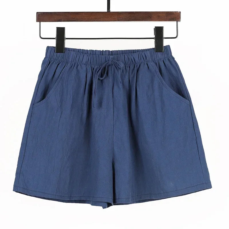 Luchtige Linnen Damesshorts met Hoge Taille en Sportieve Pasvorm – Fenja