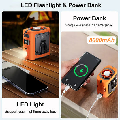 8000mAh Draagbare Koelende Heupventilator met Powerbank & LED Licht – FrostBreeze