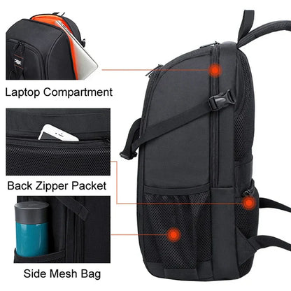 Waterdichte Oxford Camera Rugzak met Multi-Compartment Opslag – Elric