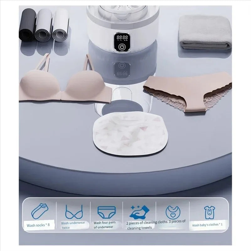 Draagbare Miniwasmachine met LED-display voor Reizen en Kleine Kledingstukken