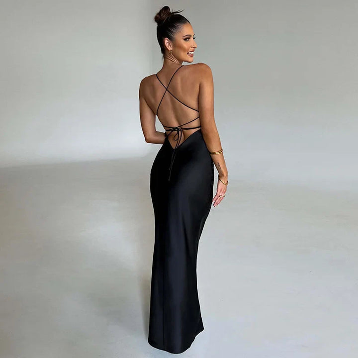 Effen Maxi-jurk met Zijsplit – Nayla