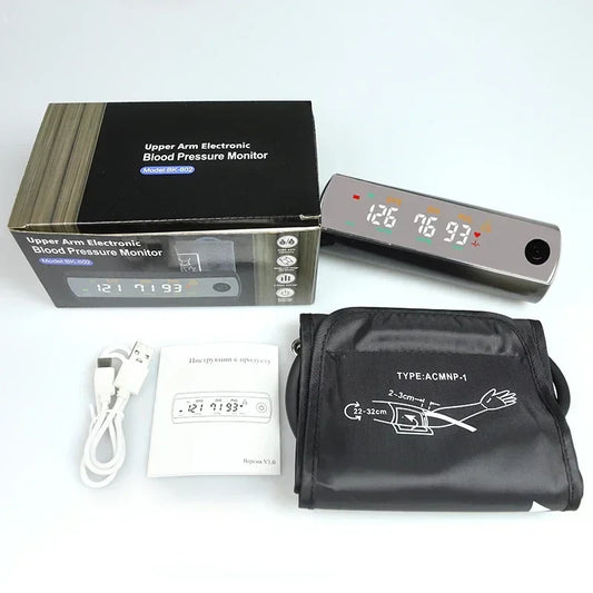 Oplaadbare LCD Bovenarm Bloeddrukmeter met Stembesturing – VitalScan