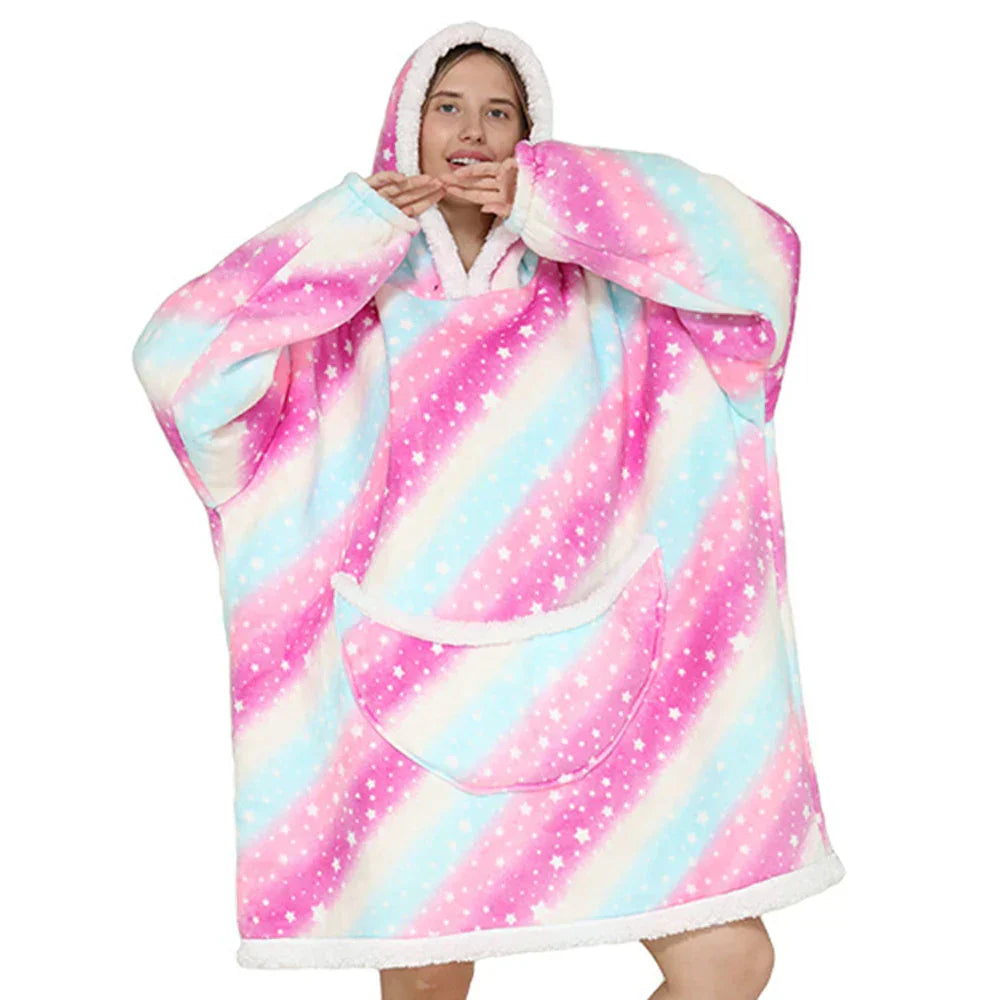 Oversized Fleece-deken met Capuchon & Zakken – SnugJoy