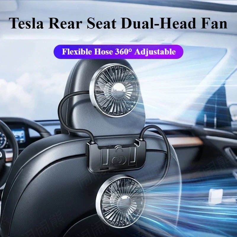 Dual-head achterbankventilator – Eary – USB-C oplaadbaar