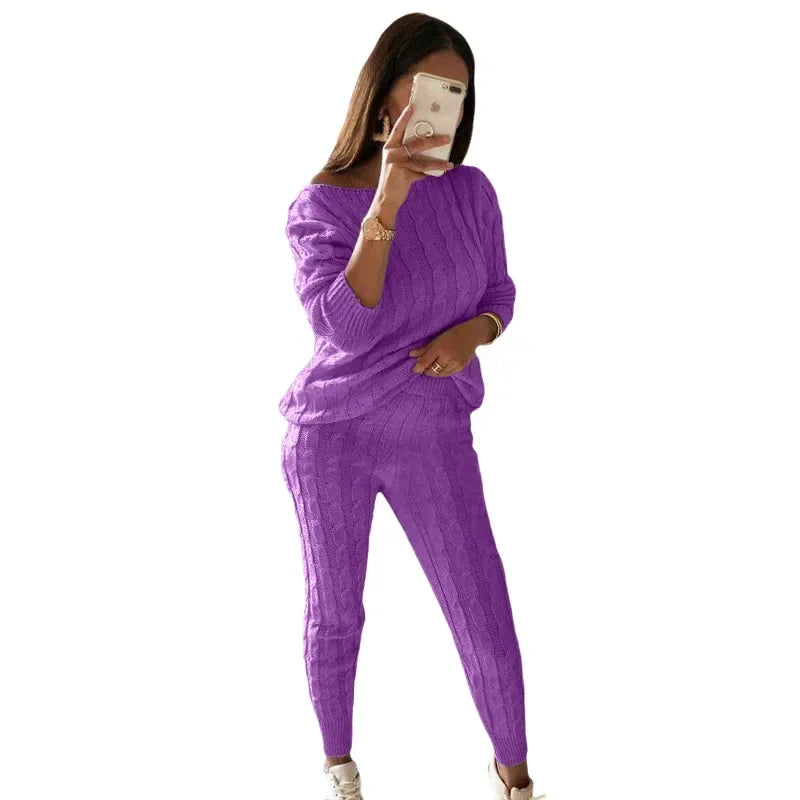 Tweedelig Dames Tricot Trainingspak voor Herfst & Winter – Isaline