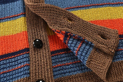 Gebreide Heren Cardigan met Kleurblok en Geometrisch Patroon – Leandro