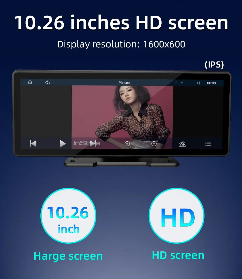 Universele 10,26-inch (26,06 cm) Auto Multimediaspeler met Draadloze CarPlay en Android Auto
