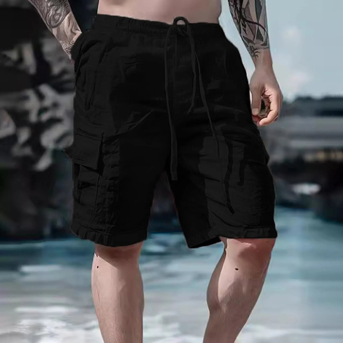 Luchtige Linnen Herenshorts met Wijde Pijpen en Koordsluiting - Silas