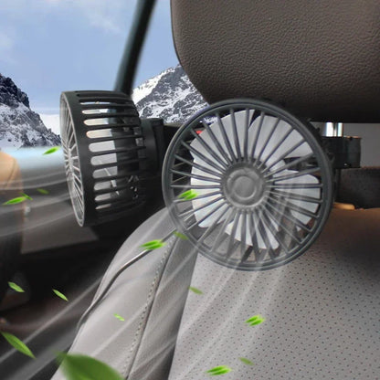Draagbare USB Dubbelkop Autoventilator 360° Draaibaar met 3 Snelheden – CoolBreeze