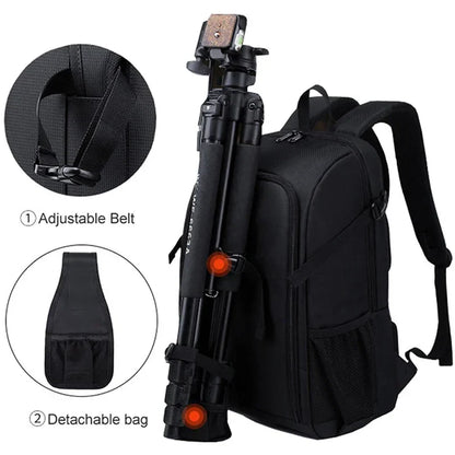 Waterdichte Oxford Camera Rugzak met Multi-Compartment Opslag – Elric
