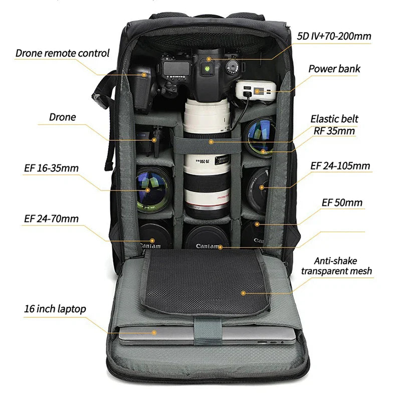 Waterdichte Camera Schoudertas – Arven – (Grote Capaciteit)