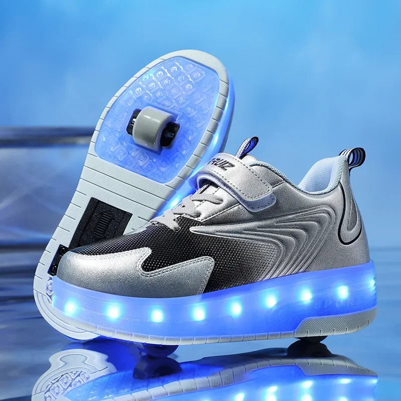 Rollschaatsen voor kinderen met LED-verlichting en afneembare wielen.